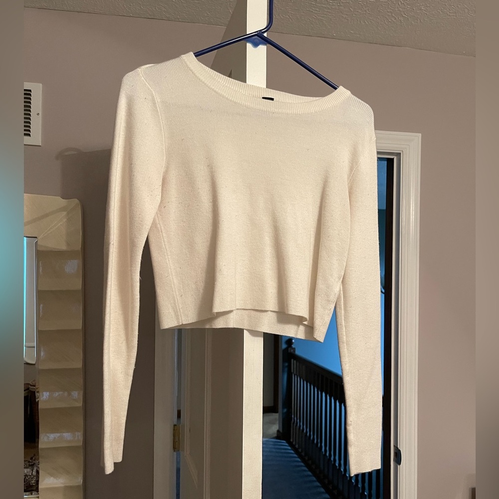 Cropped off white sweater
